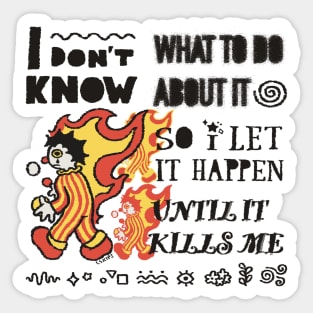 Clown on Fire Sticker